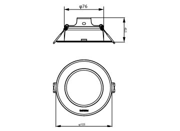 Dimension Drawing (without table) - 59443 Plus MESON 080 7W 40K WH KR