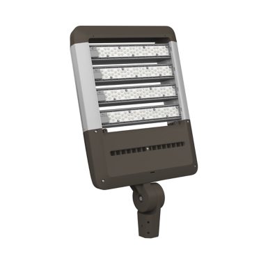 PowerForm LED high output Floodlight, 184L 4 module, iso view, side rails, beauty shot