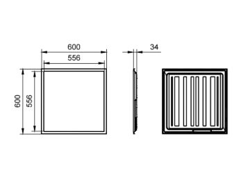 Dimension Drawing (without table) - RC037V LED33S/865 CLI CPC W60L60 G3