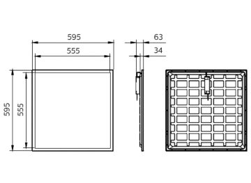 Dimension Drawing (without table) - RC048B LED40S/840 PSU W60L60 GM G3