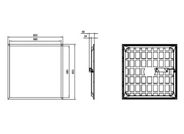 Dimension Drawing (without table) - RC048B+ LED41S/840 PSU W603L603 G2