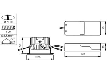 Dimension Drawing (without table) - RS150B  LED12-WB-/830 D78 PSR PI6 WH