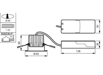 Dimension Drawing (without table) - RS155B LED9-WB-/830 D68 PSR PI6 ALU