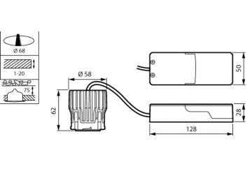 Dimension Drawing (without table) - RS156B LED9-WB-/840 D68 PSR PI6 ALU