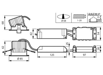 Dimension Drawing (without table) - RS156B LED12-WB-/830 D68 PSD PI10 WH