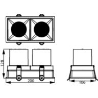 Dimension Drawing (without table) - RS350 G2 RC Sq L100 2*15W  40K 24D 2H