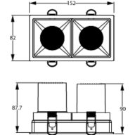 Dimension Drawing (without table) - RS350 G2 RC Sq L75 2*11W 30K 24D 2H