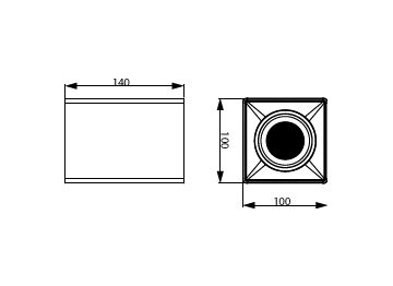 Dimension Drawing (without table) - RS350 G2 SF Sq L100 11W 30K 24D 1H