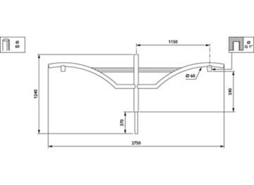   - 1150 mm - 60 mm - 0° - RAL color - 