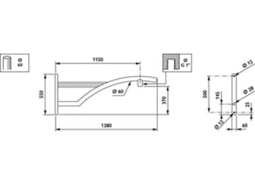   - 1150 mm - 60 mm - 0° - RAL color - 