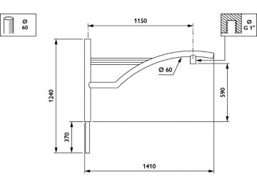   - 1150 mm - 60 mm - 0° - RAL color - 