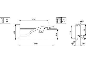   - 1150 mm - 60 mm - 0° - RAL color - 