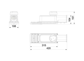 Dimension Drawing (without table) - BRP490 LED73/WW 50W DW2n PSA SP1 P5