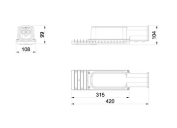 Dimension Drawing (without table) - BRP490 LED99/NW 70W DW2n PSA SP1