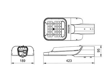 Dimension Drawing (without table) - BRP591 LED143/NW 90W DM PSR PE GM