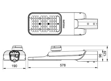Dimension Drawing (without table) - BRP593 LED240/NW 150W DM PSA P7 PE GM