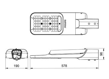 Dimension Drawing (without table) - BRP593 LED244/NW 150W DM PSRD PE GM