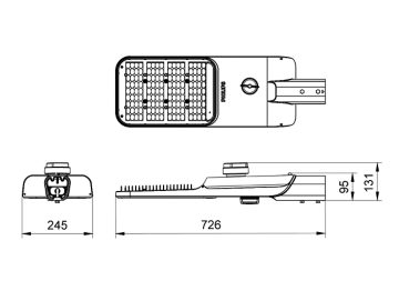 Dimension Drawing (without table) - BRP595 LED479/NW 300W DM SR 7TSB PE GM