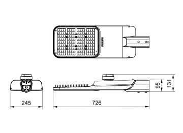 Dimension Drawing (without table) - BRP595 LED479/NW 300W DM PSA P7 PE GM