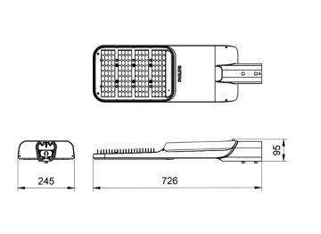 Dimension Drawing (without table) - BRP595 LED479/NW 300W DM PSD PE GM