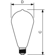 Dimension Drawing (with table) - CorePro LEDBulbND 7-60W E27 ST64 827CL G