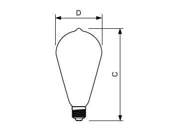 Dimension Drawing (with table) - CorePro LEDBulbND 7-60W E27 ST64 827CL G