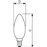 Dimension Drawing (with table) - CorePro LEDCandleND6.5-60WB35 E14 840FRG