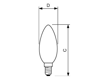 Dimension Drawing (with table) - CorePro LEDCandleND 2-25W E14B35 827CL G