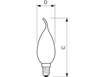 Dimension Drawing (with table) - CorePro LEDCandleND2-25W E14BA35 827CL G