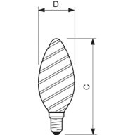 Dimension Drawing (with table) - CorePro LEDCandleND2-25W ST35 E14 827CLG