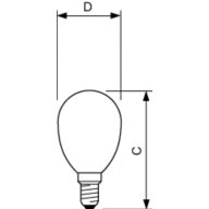 Dimension Drawing (with table) - CorePro LEDLusterND2-25W P45 E14 827 CLG