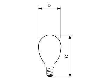 Dimension Drawing (with table) - CorePro LEDLusterND2-25W P45 E14 827 CLG