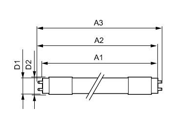 Dimension Drawing (with table) - MAS LEDtube HF 1500mm HO 20W840 T8