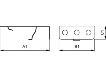 Dimension Drawing (with table) - InteGrade mounting clip under shelf