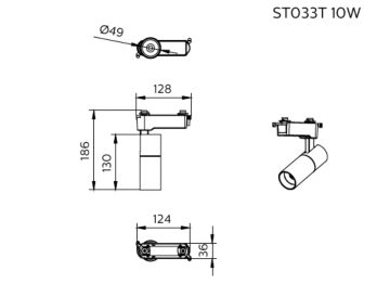 Dimension Drawing (without table) - ST033T G2 LED8/940 10W WV MB BK