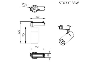 Dimension Drawing (without table) - ST033T G2 LED26/930 33W WV MB BK