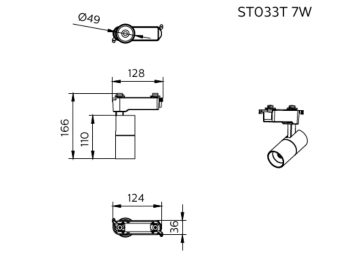 Dimension Drawing (without table) - ST033T G2 LED6/930 7W WV WB BK