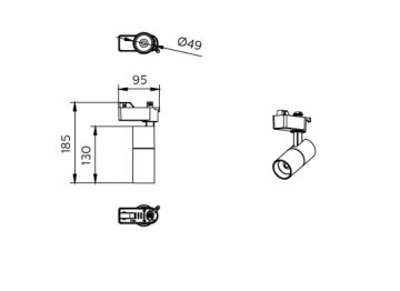Dimension Drawing (without table) - ST033T G2 LED8/940 10W I WB WH GM