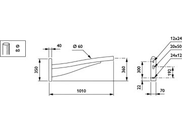   - 1000 mm - 60 mm - 5° - RAL color - 