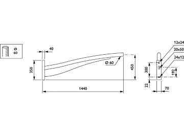   - 1400 mm - 60 mm - 4° - RAL color - 