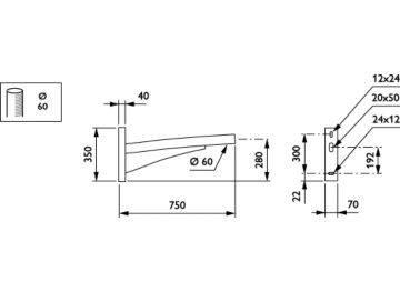   - 750 mm - 60 mm - 3° - RAL color - 