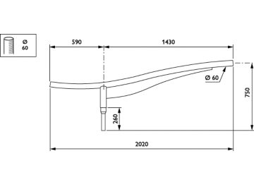   - 1400 mm - 60 mm - 4° - RAL color - 