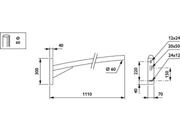   - 1100 mm - 60 mm - 4° - RAL color - 