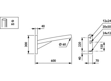   - 600 mm - 60 mm - 8° - RAL color - 