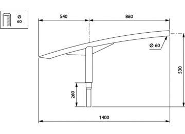   - 900 mm - 60 mm - 5° - RAL color - 