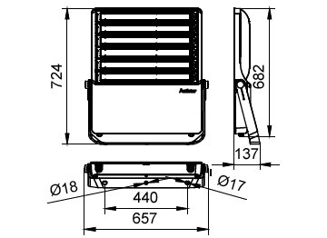 Dimension Drawing (without table) - BVP631 LED1107/757 820W SMB 1-10V