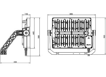 Dimension Drawing (without table) - BVP418 C LED1267/957 1000W S6 BV XS