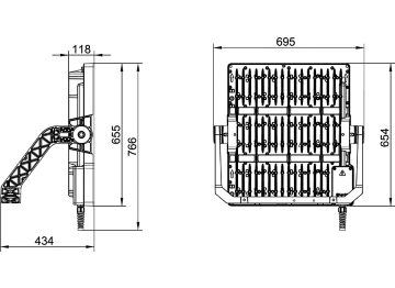 Dimension Drawing (without table) - BVP428 C LED1896/957 1500W S2 BV XS
