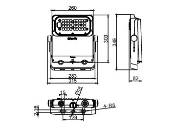 Dimension Drawing (without table) - BVP561 LED103/740 60W FP AMB ANZ