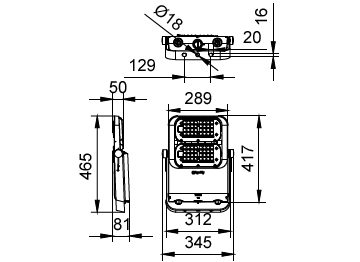 Dimension Drawing (without table) - BVP562 LED204/757 120W PSU SWBC
